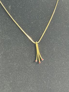 Vintage 1978 Avon Precious Ruby Necklace Gold Filled Three Drop Pendant 18 Inch